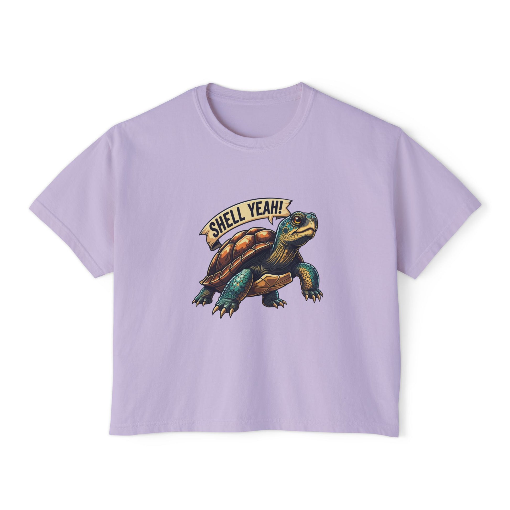 Fun Shell Yeah Women's Boxy Tee, Graphic Tee, Turtle Shirt, Animal Lover Gift, Casual Summer Top