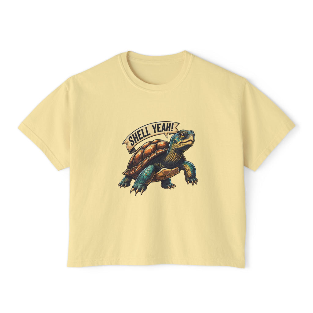 Fun Shell Yeah Women's Boxy Tee, Graphic Tee, Turtle Shirt, Animal Lover Gift, Casual Summer Top