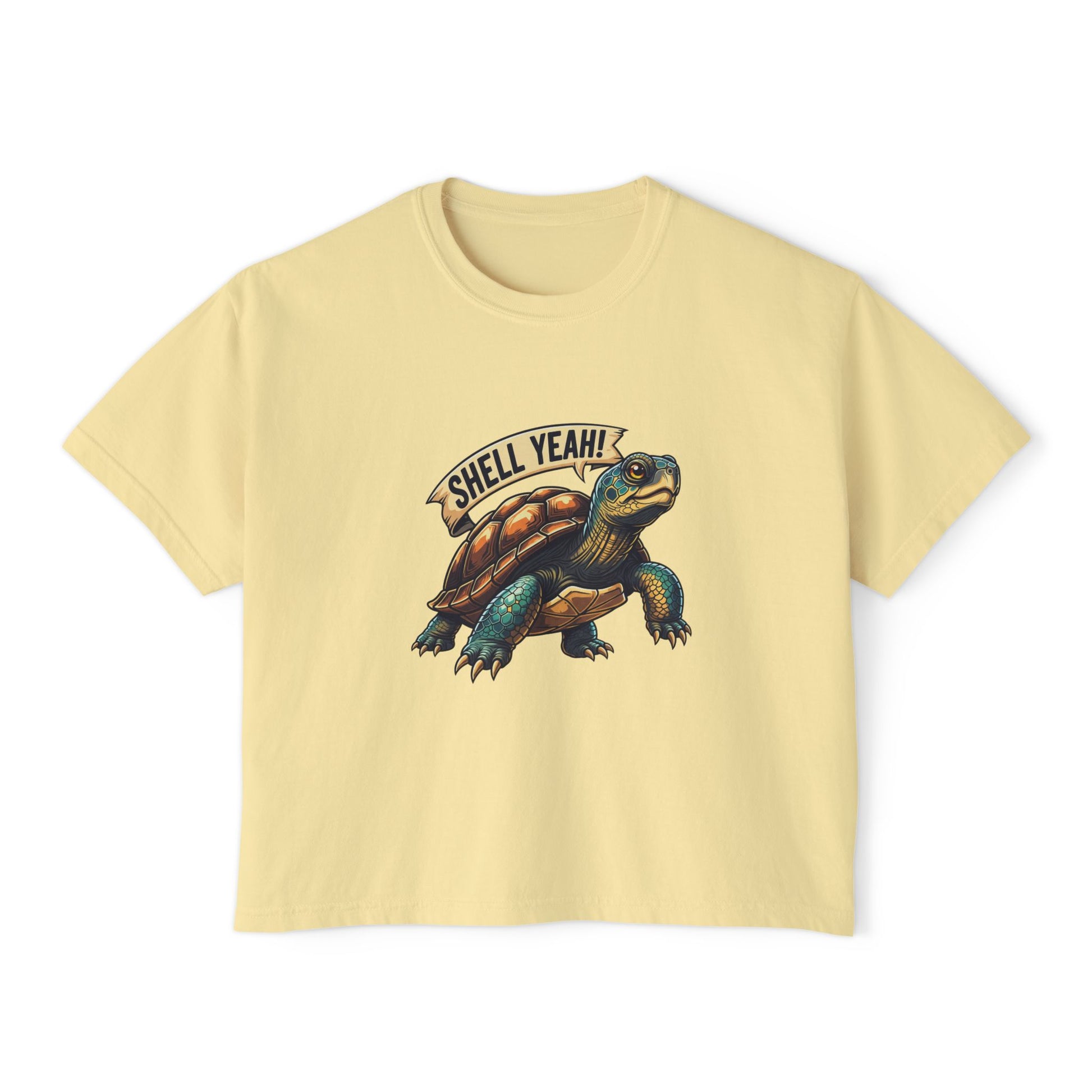 Fun Shell Yeah Women's Boxy Tee, Graphic Tee, Turtle Shirt, Animal Lover Gift, Casual Summer Top