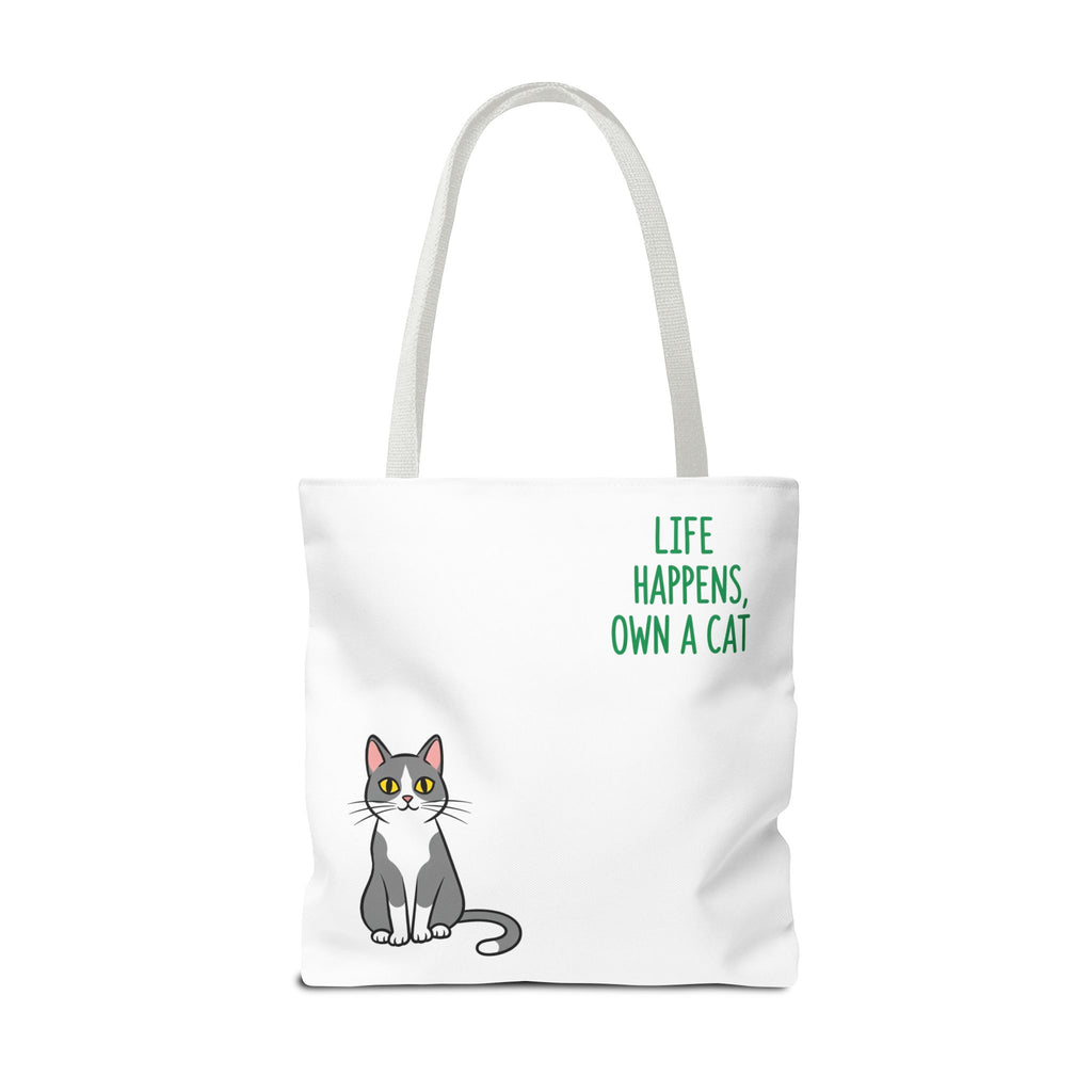 Cat Lover Tote Bag - Life Happens, Own a Cat, Pet Gift, Cat Mom Gift, Animal Lover Accessory, Cute Tote for Cat Owners