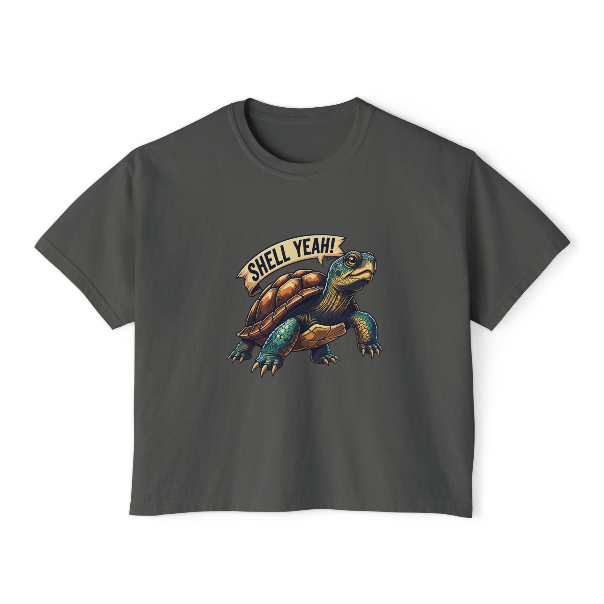 Fun Shell Yeah Women's Boxy Tee, Graphic Tee, Turtle Shirt, Animal Lover Gift, Casual Summer Top