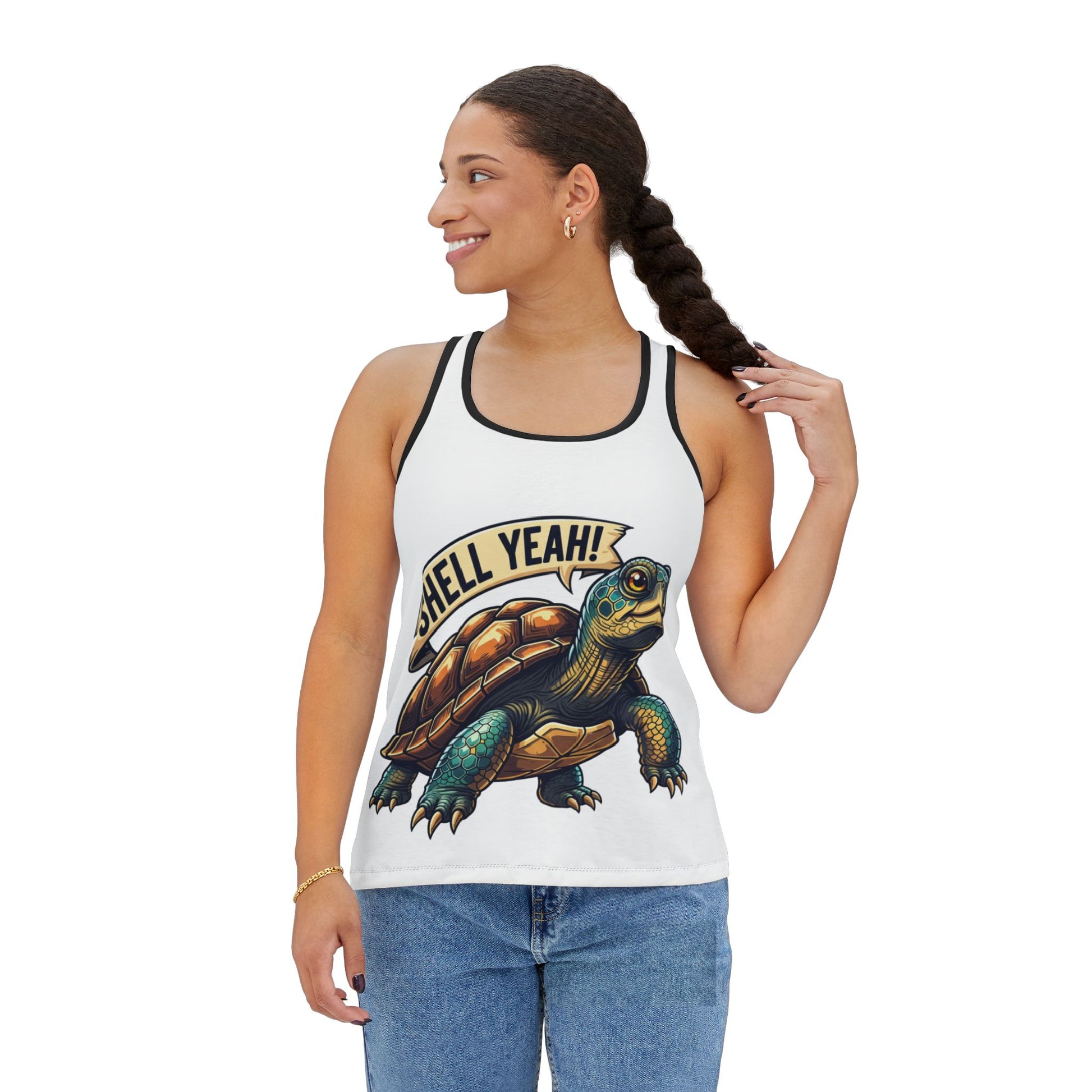 Shell Yeah! Women's Tank Top, Funny Turtle Shirt, Summer Apparel, Gift for Sea Lovers, Eco-Friendly Activewear, Casual Beachwear