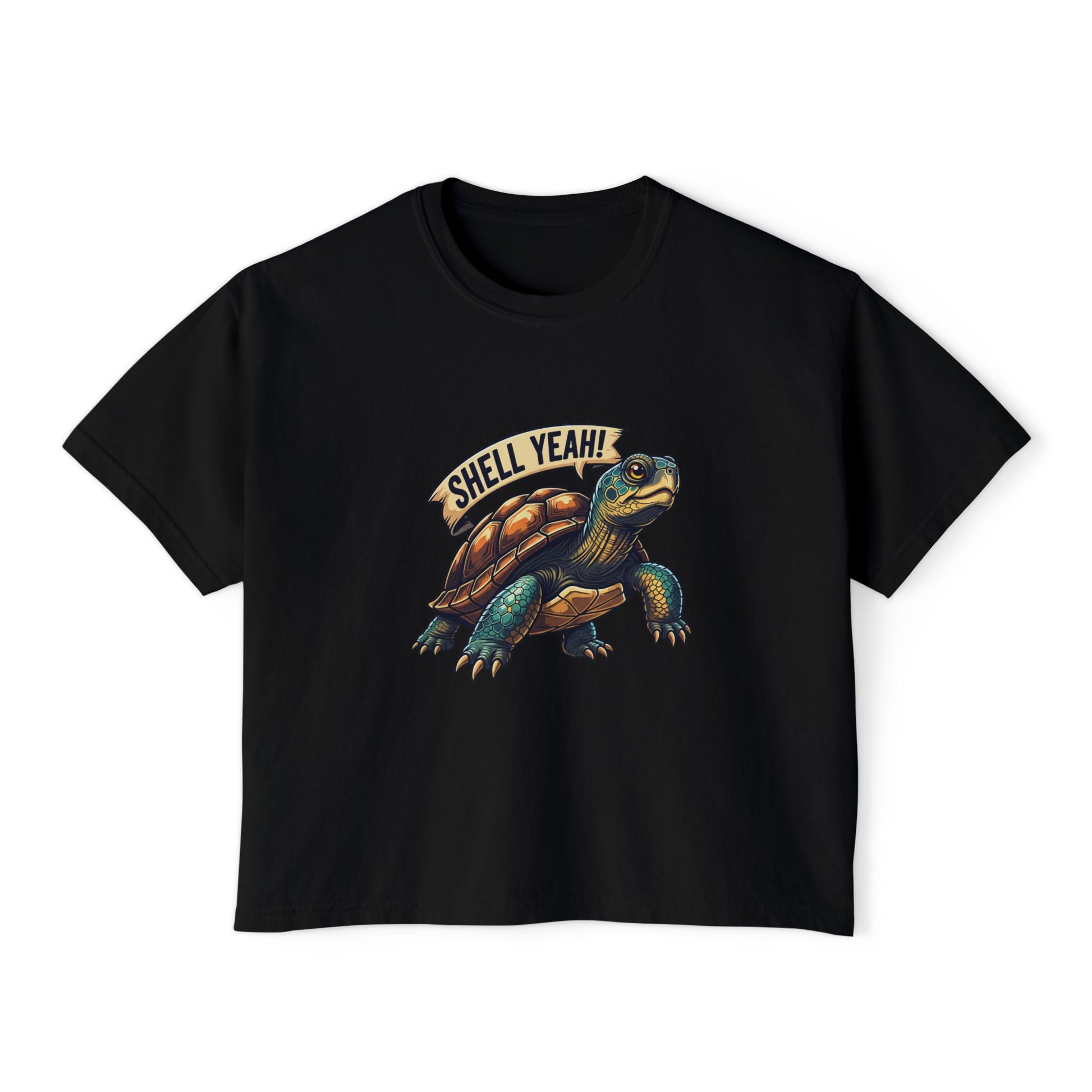 Fun Shell Yeah Women's Boxy Tee, Graphic Tee, Turtle Shirt, Animal Lover Gift, Casual Summer Top