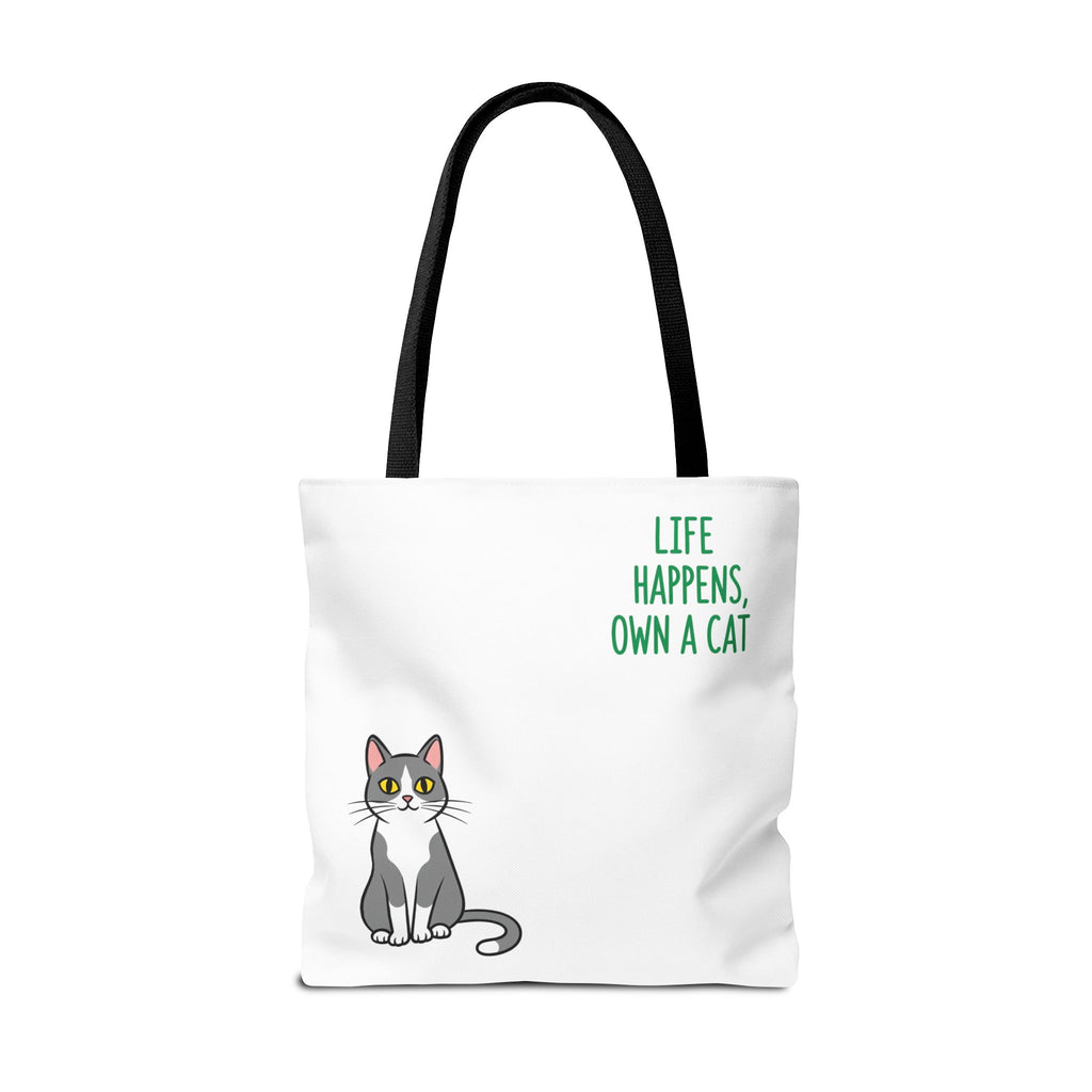 Cat Lover Tote Bag - Life Happens, Own a Cat, Pet Gift, Cat Mom Gift, Animal Lover Accessory, Cute Tote for Cat Owners