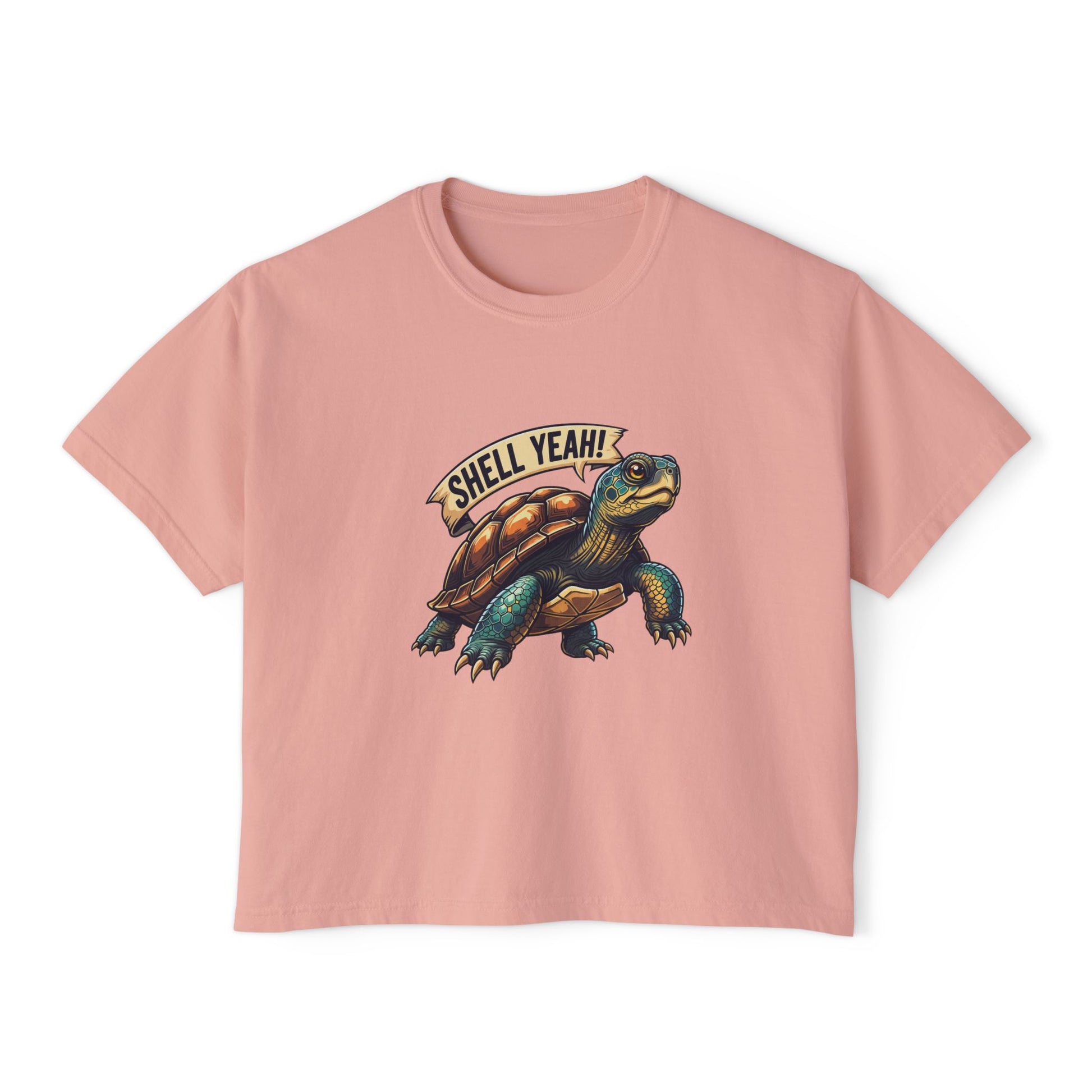 Fun Shell Yeah Women's Boxy Tee, Graphic Tee, Turtle Shirt, Animal Lover Gift, Casual Summer Top