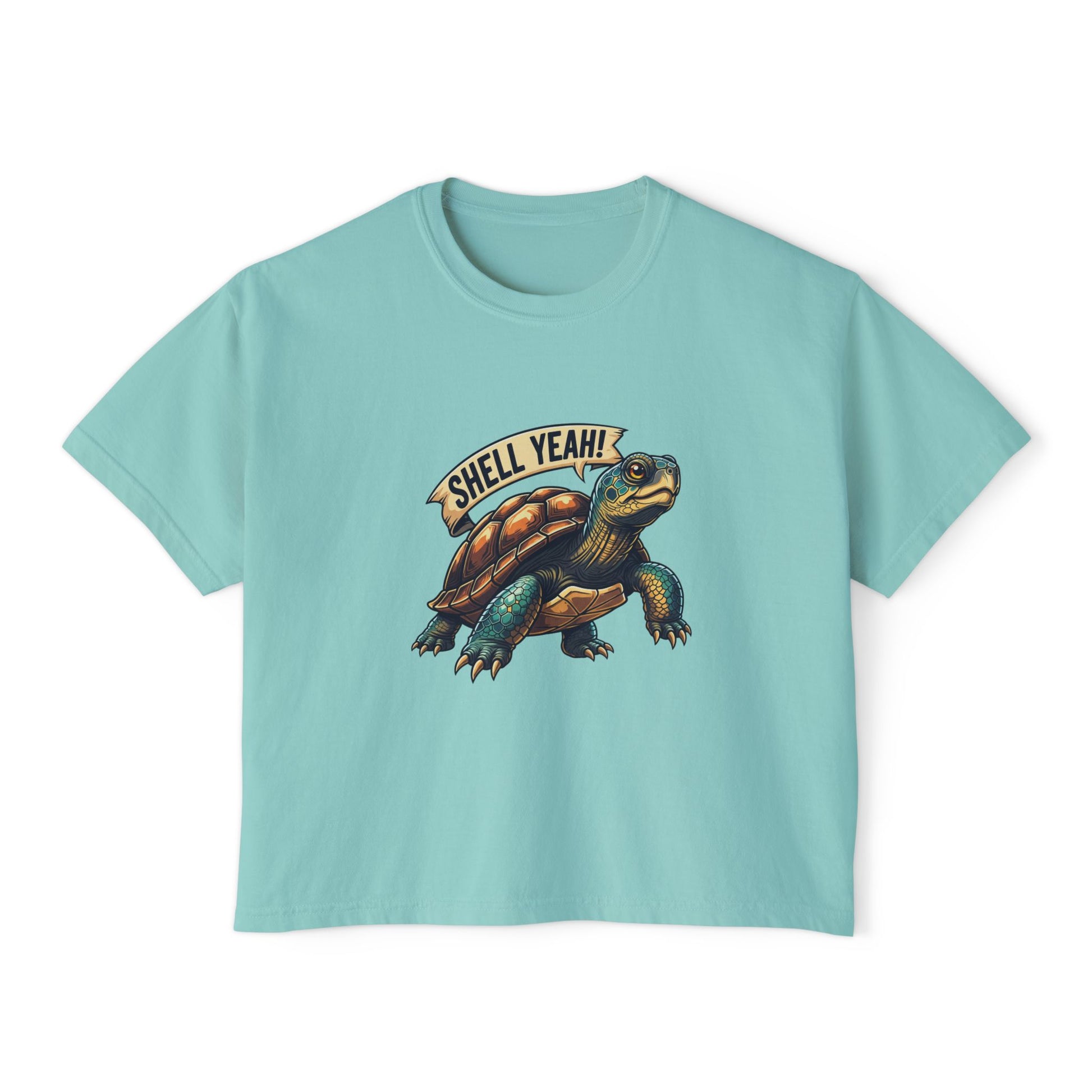 Fun Shell Yeah Women's Boxy Tee, Graphic Tee, Turtle Shirt, Animal Lover Gift, Casual Summer Top